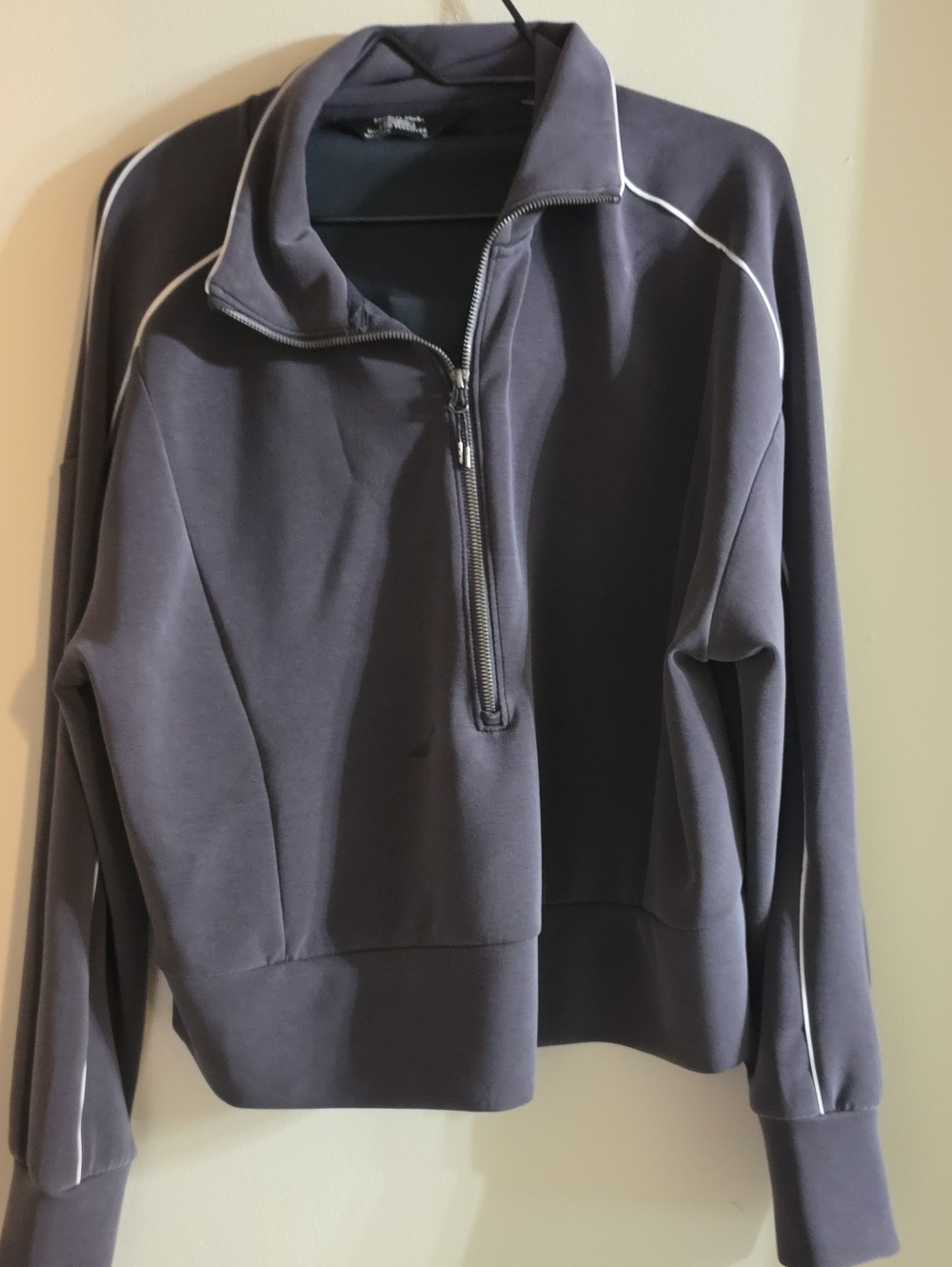 Womens Half-Zip Set- Charcoal with White Piping Set